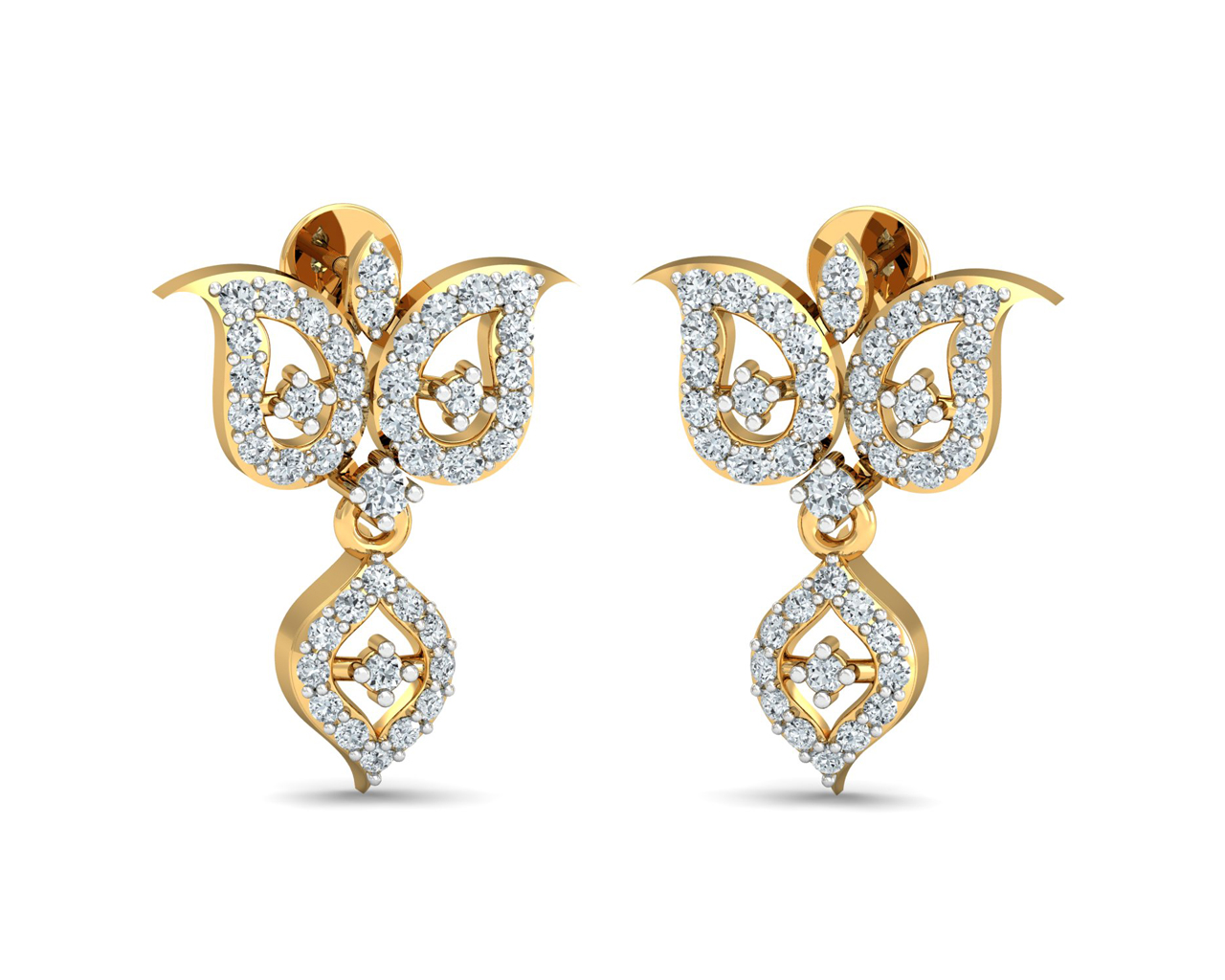 Buy Kisna Real Diamond Jewellery 14KT Rose Gold SI Diamond Earrings for  Woman | Paisley Cluster at Amazon.in