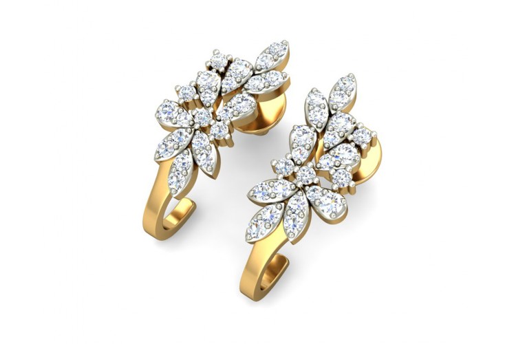 Rhia Diamond Earrings In 14k Gold Studded With 44 Round Brilliant Cut Diamonds