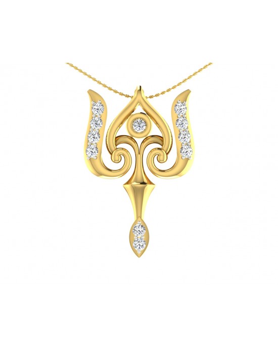 Auspicious Shiv Trident Pendant in Gold