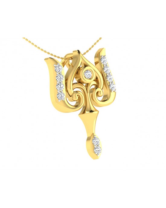 Auspicious Shiv Trident Pendant in Gold