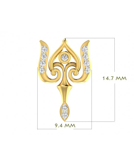 Auspicious Shiv Trident Pendant in Gold