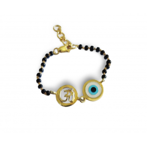 New born Baby Nazaria with Om and Evil Eye in gold