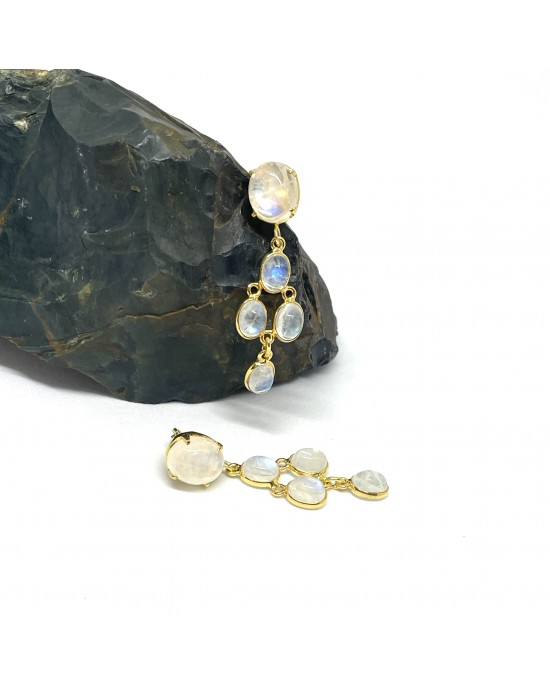 Rainbow Moonstone Earrings in 18k gold plated silver