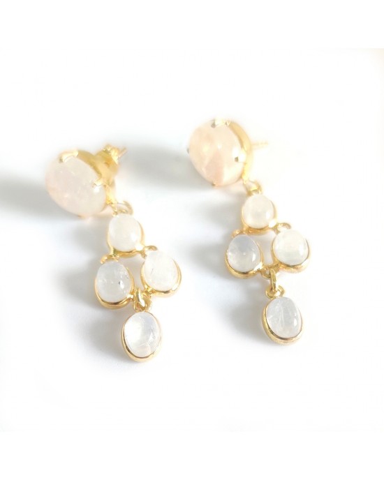 Rainbow Moonstone Earrings in 18k gold plated silver