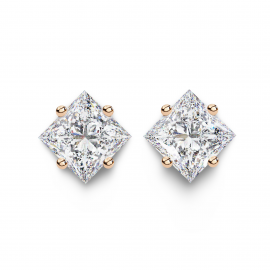 Princess Lab Grown Diamond Solitaire Ear Studs in Gold