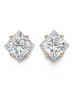 Princess Lab Grown Diamond Solitaire Ear Studs in Gold