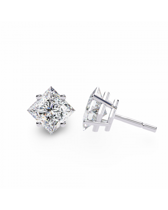 Princess Lab Grown Diamond Solitaire Ear Studs in Gold