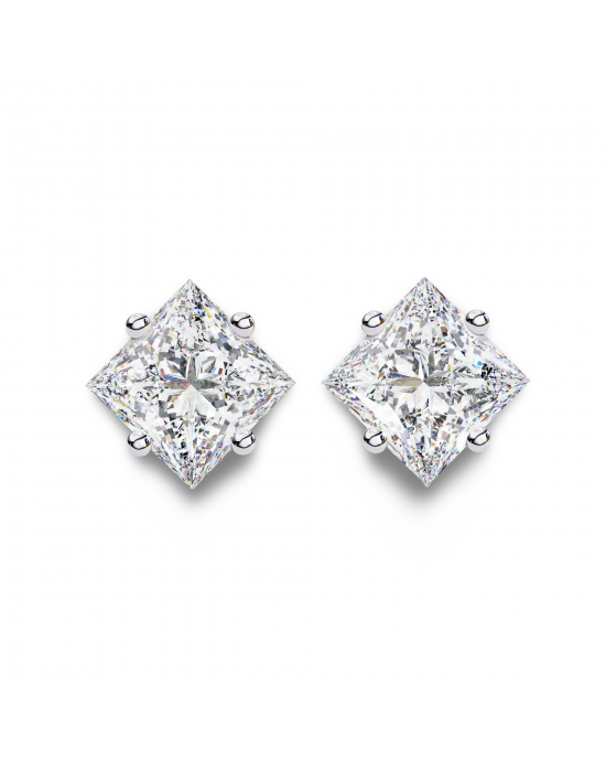 Princess Lab Grown Diamond Solitaire Ear Studs in Gold