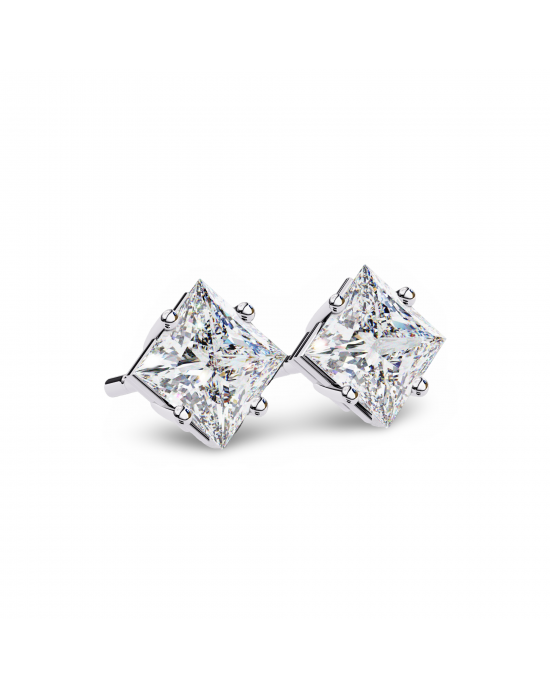 Princess Lab Grown Diamond Solitaire Ear Studs in Gold