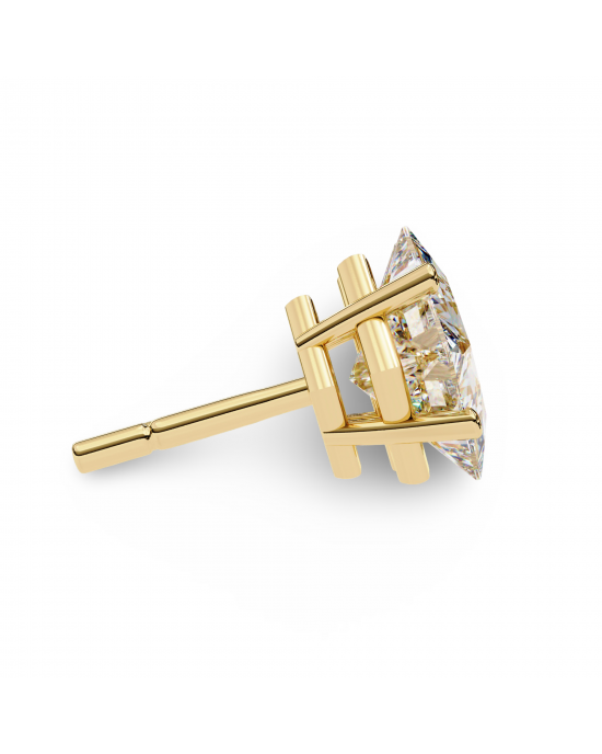 Princess Lab Grown Diamond Solitaire Ear Studs in Gold