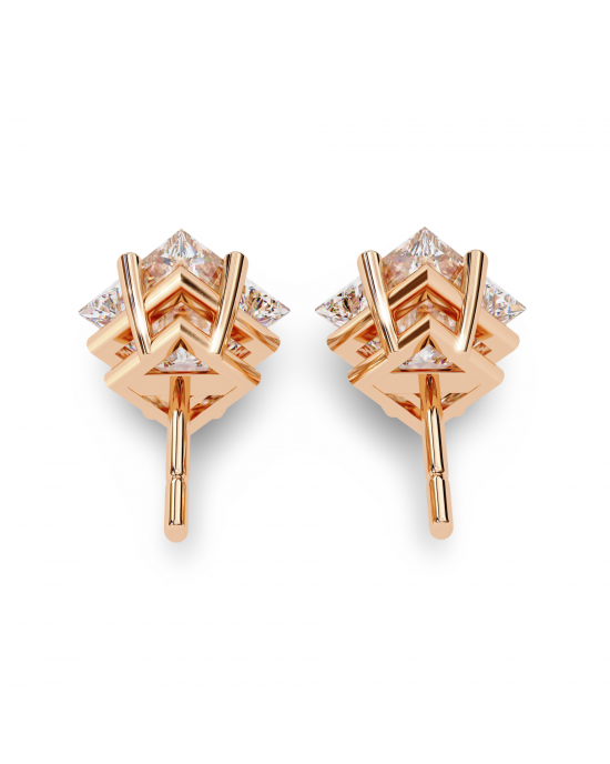 Princess Lab Grown Diamond Solitaire Ear Studs in Gold