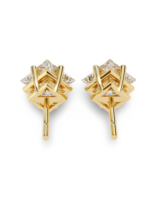 Princess Lab Grown Diamond Solitaire Ear Studs in Gold