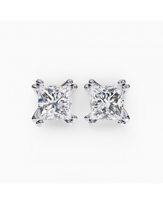 Ava Princess Cut Lab Grown Diamond Solitaire Earrings in gold