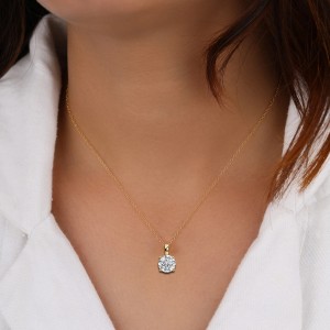 Classic Round Brilliant Solitaire Diamond Pendant in Gold