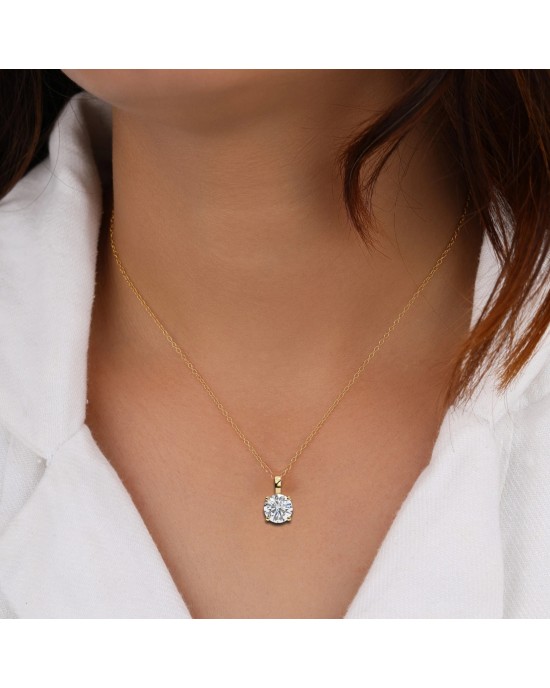 Classic Round Brilliant Solitaire Diamond Pendant in Gold