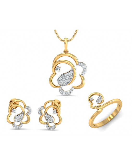Ruby & Diamond Channel Set Cluster Ring/Earring Jewelry Set – ASSAY