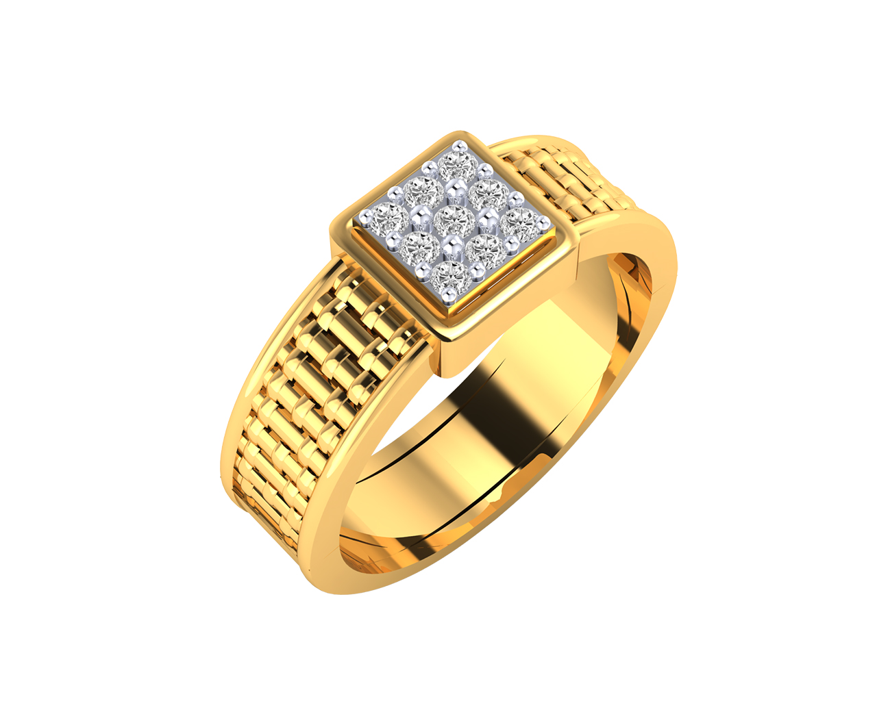 Chunky Gold Channel Set Diamond Mens Engagement Ring | Orion