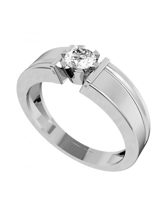 Solitaire Round Diamond Ring For Men — Ouros Jewels