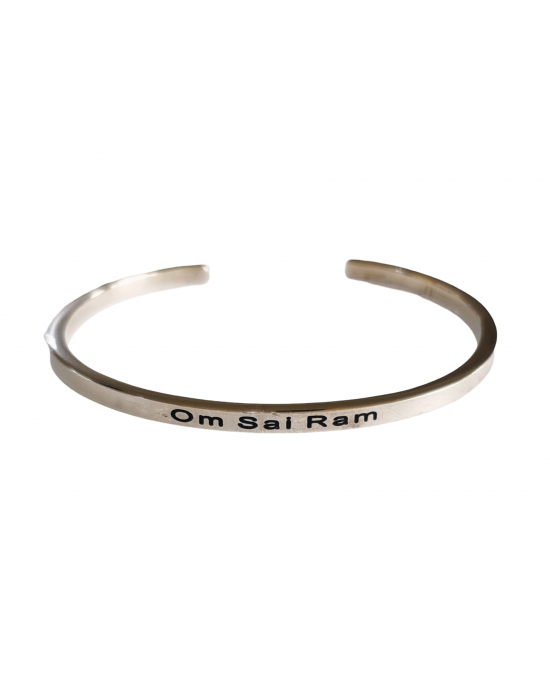 Om Sai Ram Cuff Bracelet in Silver 