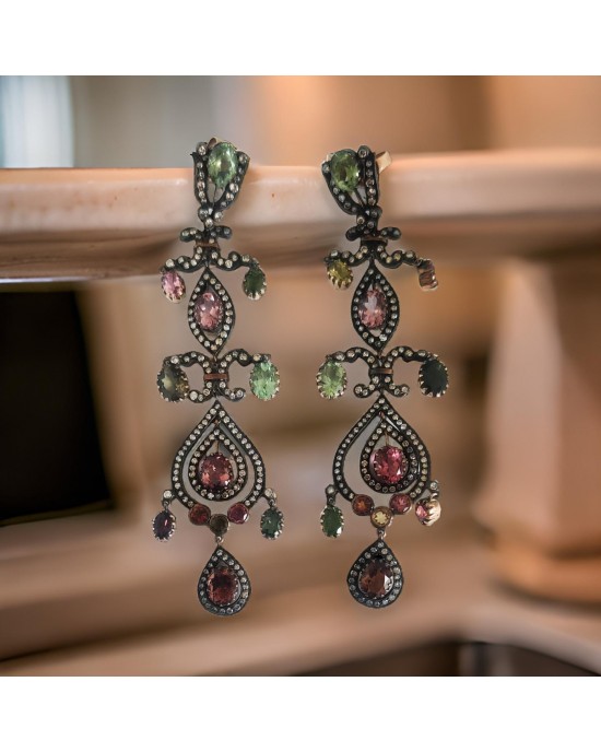 Chandelier Earrings with Tourmaline